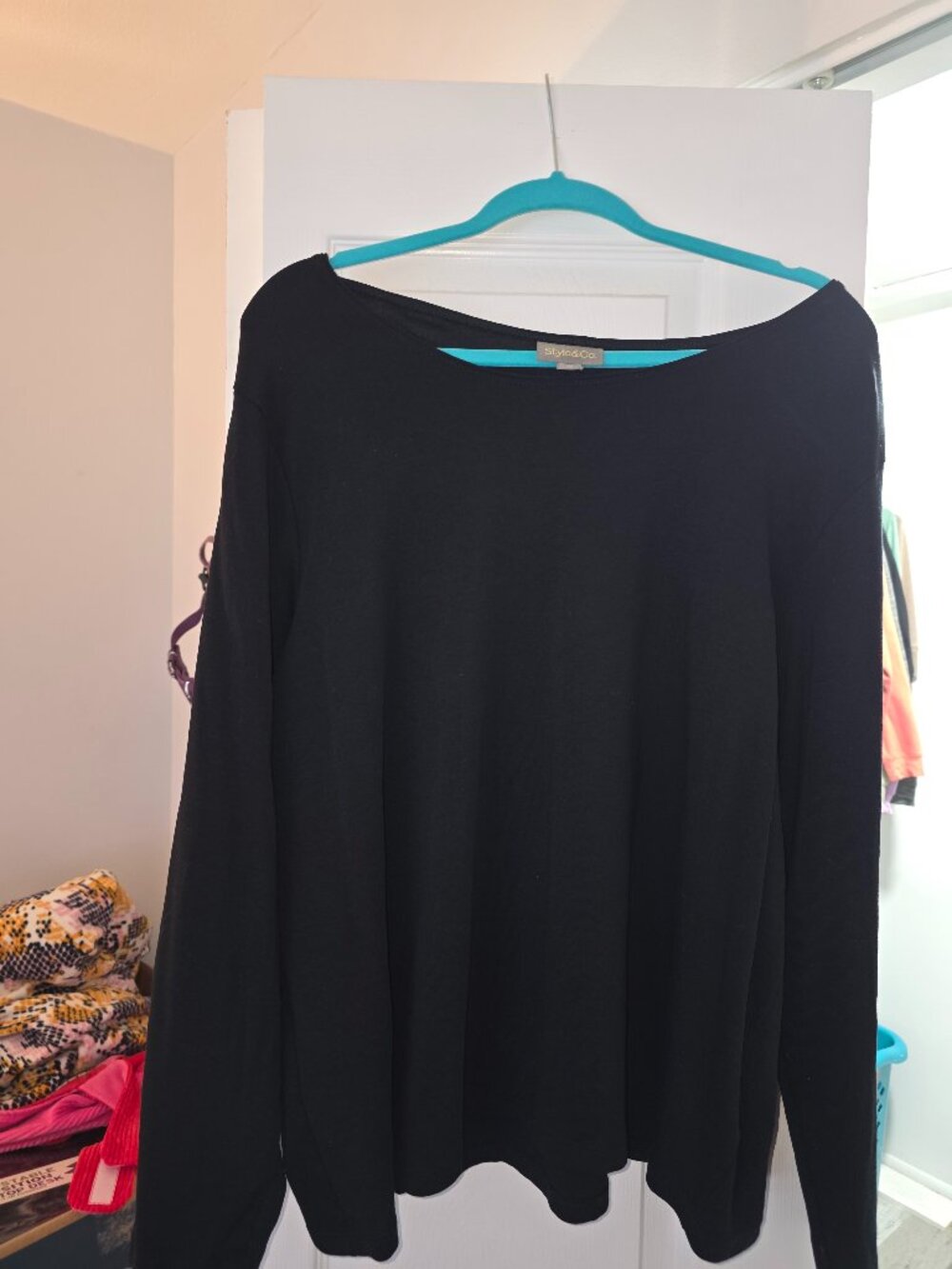 Style & Co Black Long Sleeve T-Shirt Size 2x